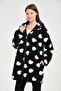 Women's Heart Embossed Hooded Regular Fit Zippered Coat - 2