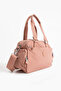 Women's Pink Crinkle Fabric Medium Size Crossbody Hand & Shoulder Bag - 5