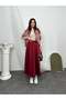 Elastic Waist Scuba Fabric Flared Skirt 8936 - Red - 5