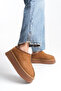 Tan Suede Thick Sole Daily Winter Slippers with Fur Inside