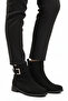 Black Suede Zippered Non-Slip Women's Boots with Fleece Inside 209144 Z