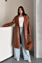 Faux Leather Fabric Short Jacket - Light Brown - 5