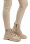 Beige Leather Laced Zippered Fleece Non-Slip Women's Boots 351071 Z