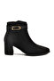 Black Suede Zippered Women's Heeled Boots with Fur Inside 547815 Z - 2