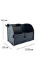 Curve 3-Compartment, Drawer Desktop Wooden Organizer Pen Holder - Jewelry Makeup Multi-Purpose Organizer - 7