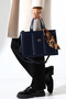 Navy Blue Women's Large Size Box Model Bag with Scarf Accessories Crossbody Shoulder and Hand Bag - 6