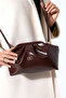 Brown Women's Medium Size Bohça Form Stylish Handbag with Gold Accessories and Crossbody Strap - 4