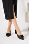 Kacew Mw Buckled Heeled Women's Ballerinas Black Satin - 3