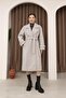 Women's Gray Double-Breasted Oversize Belted Long Cashmere Coat - 2