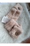 Winter Figured Young Adult Fingerless or Closed Powder Color Fluffy Plush Gloves - 2