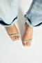 Women's Mendy Beige Nude Patent Leather Ankle Strap Thin Double Strap Heeled Sandals Shoes - 5