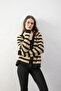 Stripe Patterned Knit Cardigan – Stylish, Comfortable, Soft Cardigan - Puffy Textured Buttoned Cardigan - 4