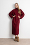 Women's High Neck Oversize Knit Dress – Burgundy - 5