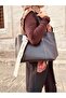 Women's Black Medium Compartment Faux Leather Medium Size Snap Fastener and Zipper Closure Handbag and Shoulder Bag - 8
