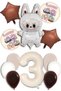 Yaş Labubu Balloon Abubu Baby Birthday Set Cream Number Flying Balloon Coffee White Sand Color Balloon