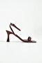 Women's Mendy Burgundy Patent Leather Ankle Strap Thin Double Strap Heeled Sandals Shoes - 6