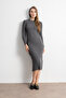 Women's Ribbed Long Knit Dress – Gray - 6