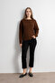 Women's Hair Knit Sweater – Brown - 2