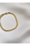 Double Chain Pattern Steel Tarnish Free Gold Bracelet - 3
