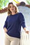Navy Blue Round Neck Long Sleeve Slim Silvery Knitwear Sweater 65 62 - 7