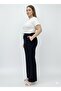 Black Wide-Leg High-Waisted Woven Plus Size Fabric Pants - 2
