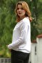 White Shirt Collar Long Sleeve Buttoned Pocket Cotton Woven Blouse 60 56 - 2