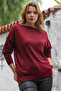 Burgundy Boat Neck Batwing Sleeve Thin Beaded Knitwear Blouse 70 70
