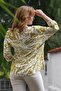 قميص منسوج منقوش بأكمام طويلة وأزرار على شكل ياقة بلون الليمون 70 58 - 2