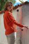 Orange Shirt Collar Cuffed Sleeves Textured Button Woven Shirt 70 58 - 6