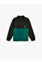 High Neck Long Sleeve Color Block Fleece Sweatshirt
