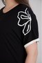 Women's Plus Size Shoulder Rhinestone Floral Print Sleeve White Stripe Side Slit Stretchy Viscose Long Sleeve Blouse - 3