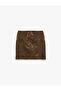 Elastic Waist Above-Knee Leather Look Skirt