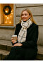 Winter Warm Tassels Soft Scarf Creamy White Gray Striped Scarf Shawl - 2