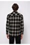 Regular Fit Shirt Neck Plaid Men's Green Long Sleeve Shirt - 2