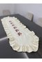 Cross-Stitch Embroidered Ruffled Cream Runner (Custom Size and Color Available / Cross-Stitch Can Be Changed) - 3