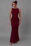 Side Slit Boat Neck Pleated Zara Crepe Fabric Maxi Length Evening Dress - 6