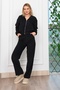 Women's Winter Black Spliced Detailed Two-Piece Set Stylish Casual Comfortable 1281