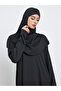 Black Solid Abaya with Hijab - 3