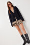 Very Soft Textured Knitted Cardigan with Tie Lci0043 Black