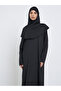 Black Solid Abaya with Hijab - 2