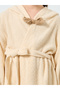 Beige Solid Hooded Bath Robe - 3