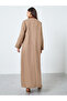 عباية بنية اللون من التويد بزر واحد - 5