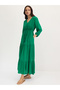 Green Crinkled Tiered Maxi Dress - 3