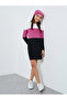Teens Color Block Flat Knit Dress with Beanie Set
