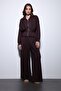 Plum Waist Belted Wide Leg Pants Suit - 3