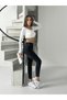 Women's Smoked Knee Laser Cut Jeans with Ripped Details, Tight Leg Jeans - 2