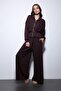 Plum Waist Belted Wide Leg Pants Suit - 2