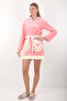 Women's Hooded Embroidered Zippered Bamboo Short Dressing Gown - 3