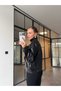 Stand-Up Collar Black Leather Jacket - 8
