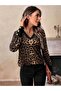 Women's V-Neck Patterned Single Jersey Blouse - 4